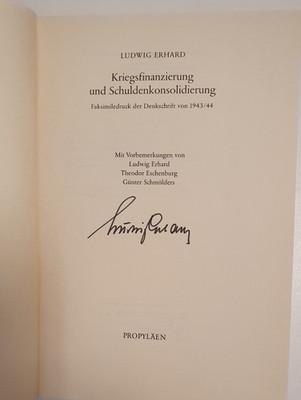 Kriegsfinanzierung und Schuldenkonsolidierung  von L. Erhard m. Orig.-Autogramm