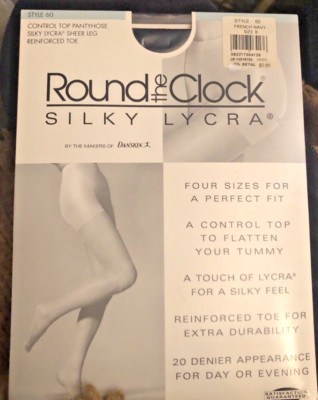 VTG Danskin Round The Clock French Navy Size B Silky Lycra Pantyhose Style 60