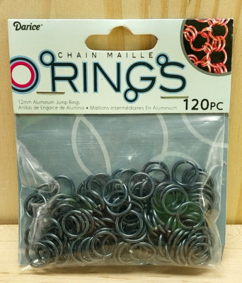 Darice  jump rings chain maille aluminum 12mm Gun Metal Blue/Gray 120 pieces