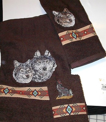 WOLF TOWEL SET IN BROWN