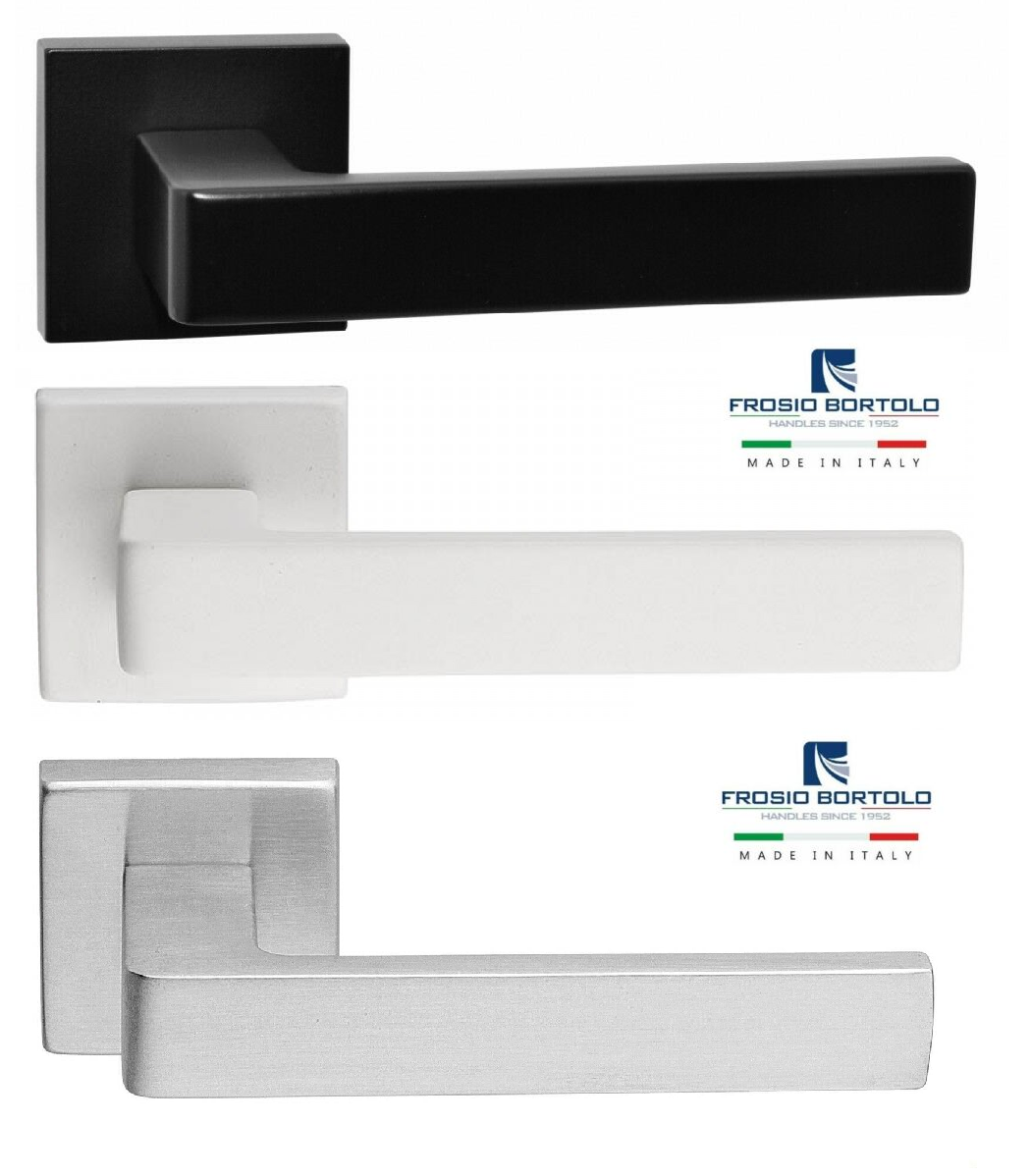 COPPIA MANIGLIA MANIGLIE QUADRATA QUADRA PER PORTE INTERNE NERO BIANCO CROMO