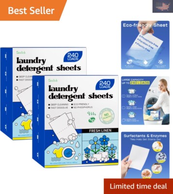 Laundry Detergent Sheets, 480 Loads 2 Pack - Eco-Friendly, Plant-Based, Hypoa...