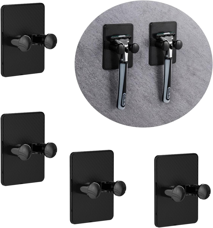 Shower Shaver Holder 4-Piece, Waterproof Self-Adhesive Hook, Detachable and Reus