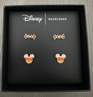 Baublebar x Disney Halloween Earrings Pair - Candy Corn Mickey & Candy Piece NWT