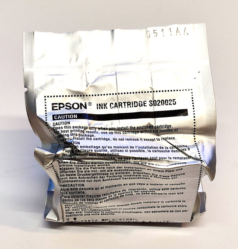 1x Epson Tintenpatrone Schwarz Black S020025 FÃ¼R Stylus Printer 400 800+ 1000
