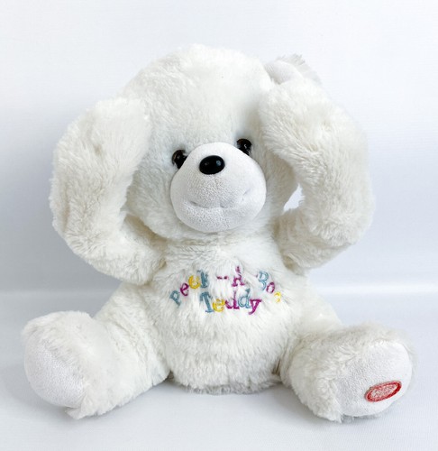 WHITE PEEK-A-BOO TEDDY BEAR Works Baby Toy Talking Teddy
