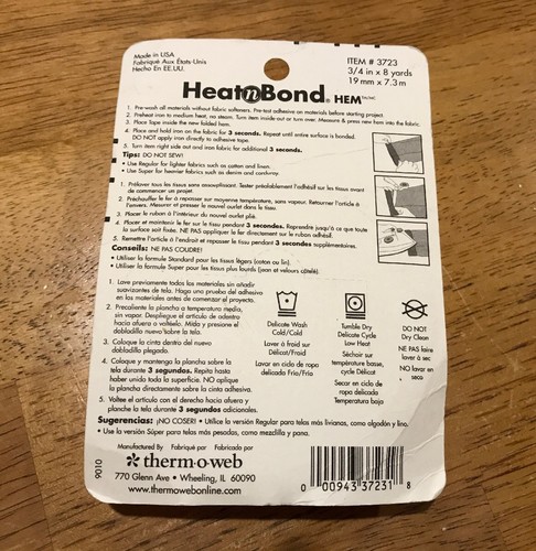 Heat n Bond Hem Iron on Adhesive Super No Sew 3/4