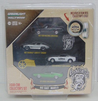 GREENLIGHT HOLLYWOOD Gas Monkey Garage 4-CAR Collectors set MUSTANG VETTE CAMARO
