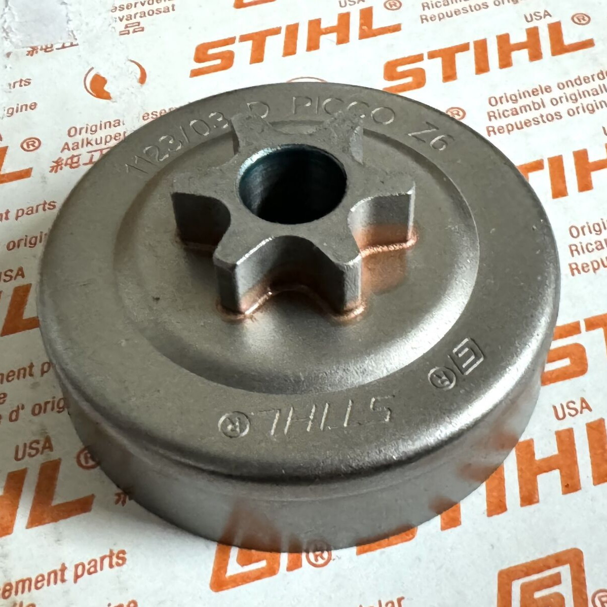 STIHL OEM SPROCKET 1123 640 2003 3/8 IN PICCO 6T : STRIPPED NEW MS 170 180 019T - Picture 1 of 3