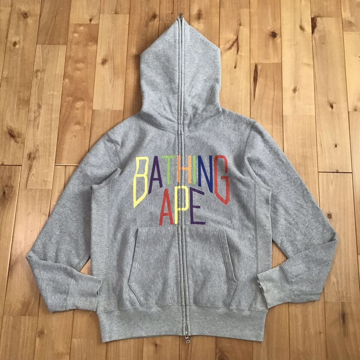 トップス Nigo A BATHING APE LOGO ZIP-UP HOODIE BAPE Logo full zip hoodie a bathing ape NIGO Gray Size S | eBay