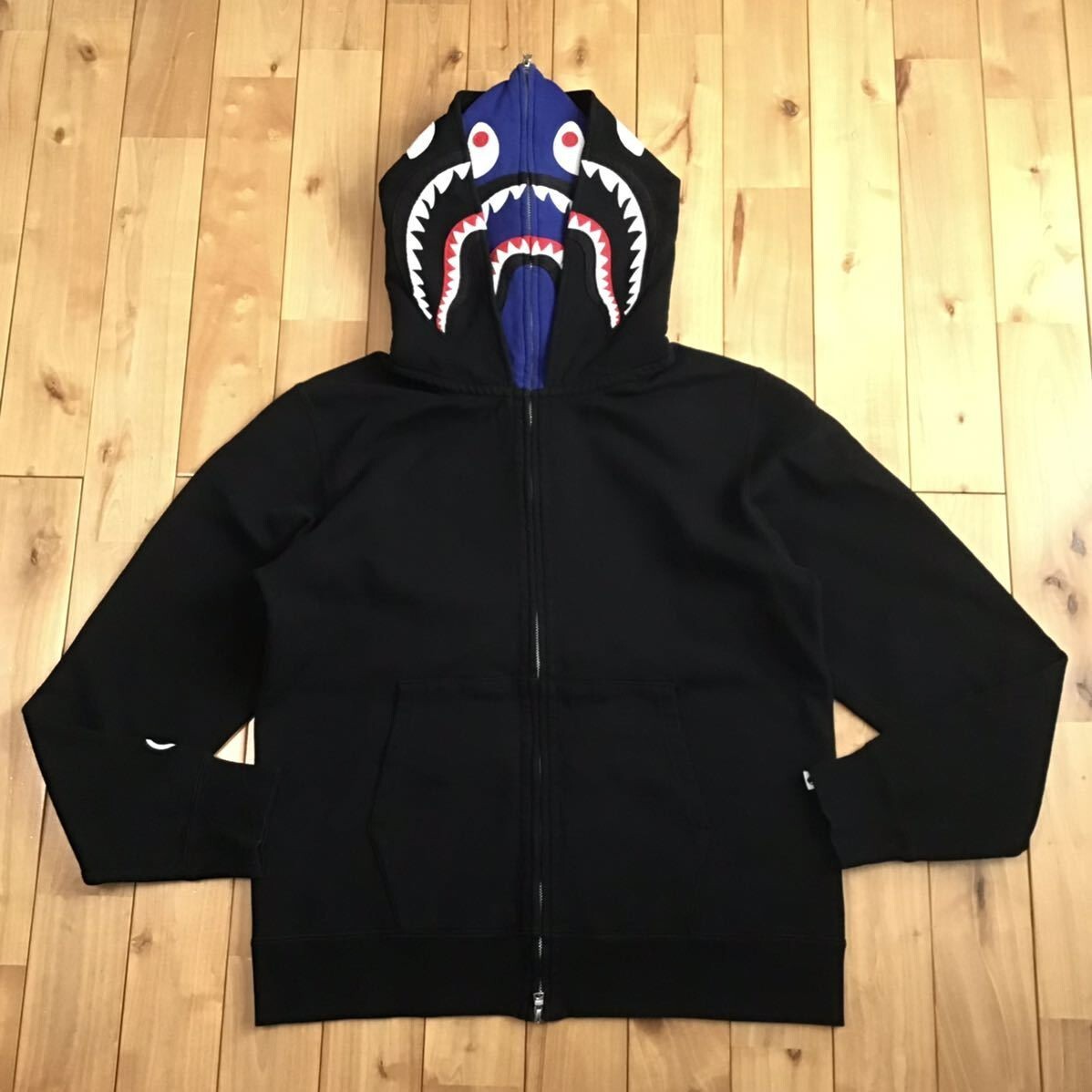 トップス Shark Wide Full Zip Double Hoodie RICK TOP ONE Unisex Shark Camo Zip-Up Hoodie with Eye