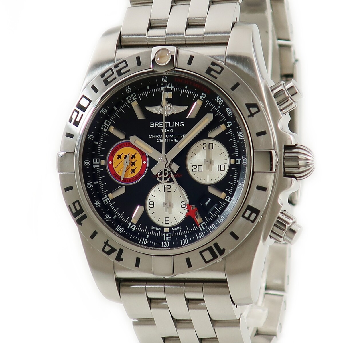 Now For Sale Loose Delivery Pre Owned BREITLING Chronomat 44 Patrouille  Suisse AB0420 Restricted