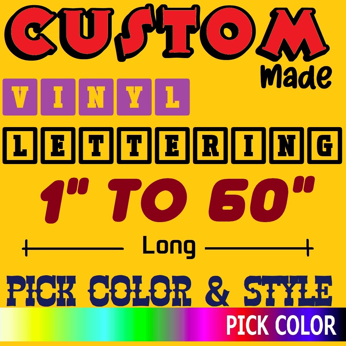 Custom Made Text  Lettering Name VINYL DECAL Sticker Car Truck Bus Laptop Phone