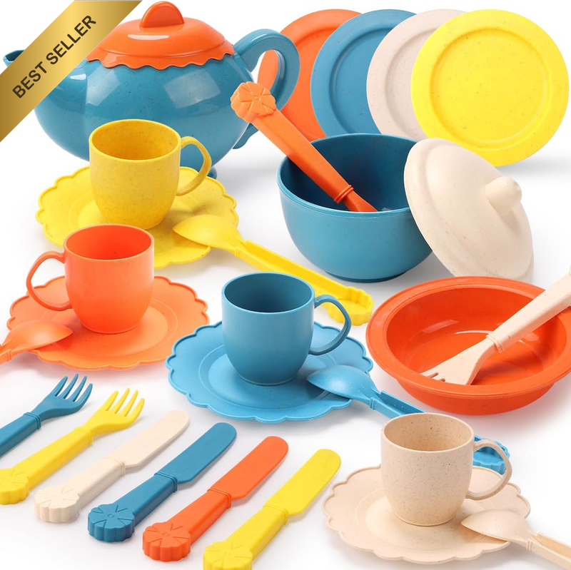 Kids Kitchen Toys for Boys Girls 3+ Year Old，29 PCS Kid Tea Set for Kids，Pretend