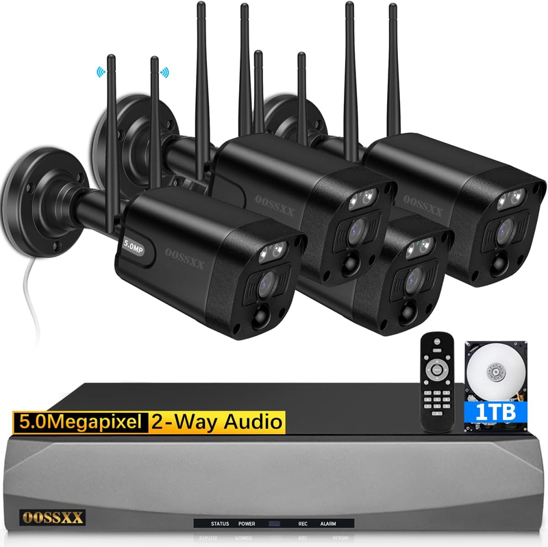(5.0MP & PIR Detection) 2-Way Audio Dual Antennas Outdoor Security Camera System