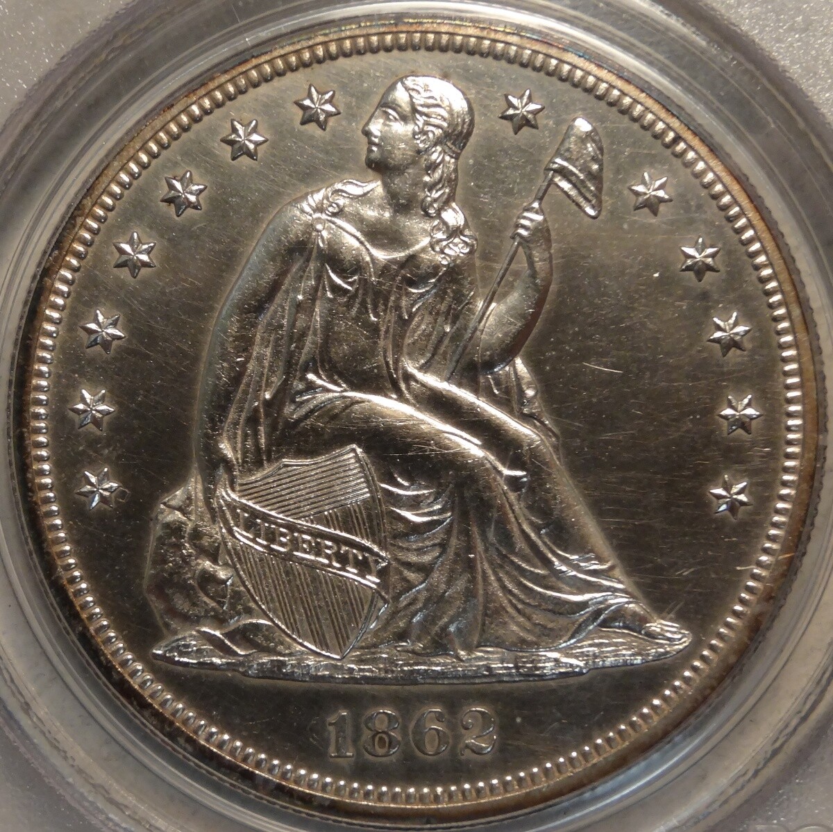 1862 Seated Liberty Dollar,  PCGS PR60, Proof, Civil War Issue