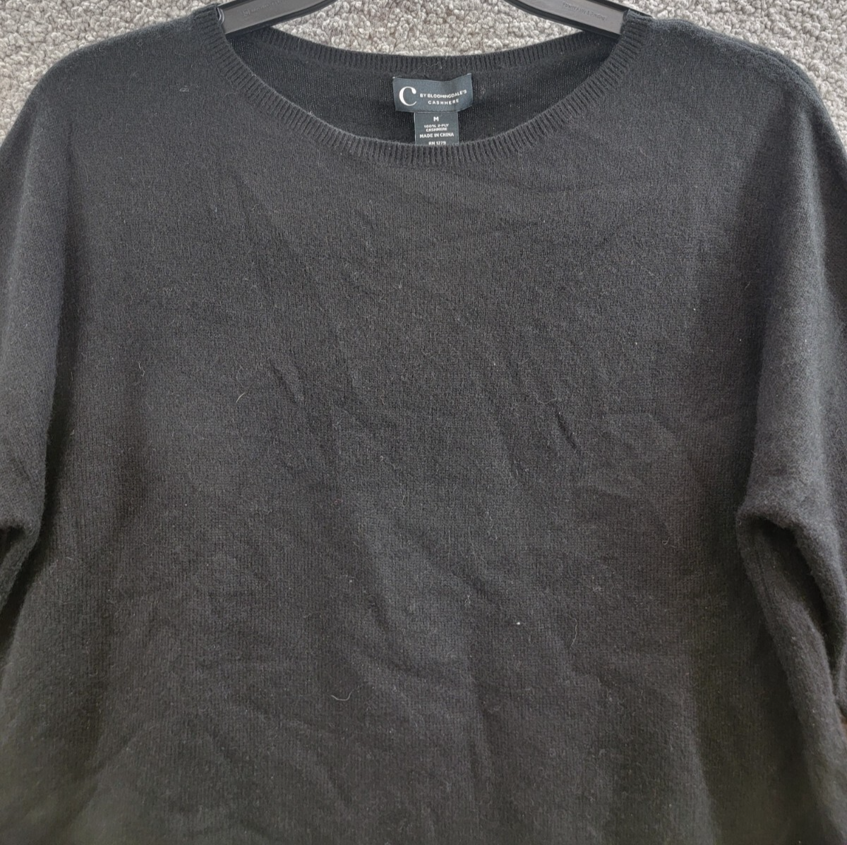 C by Bloomingdale's Cashmere Boat Neck Asymmetrical Sweater Women's M Black - Picture 3 of 19