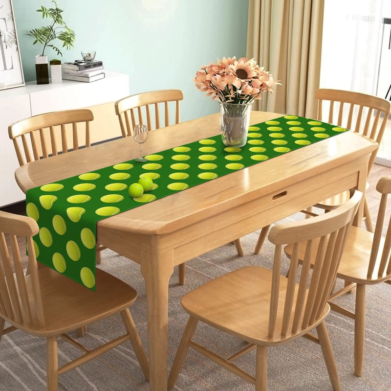 Tennis Ball Table Runner Sports Themed Event Birthday Party Table Cover Indoor O
