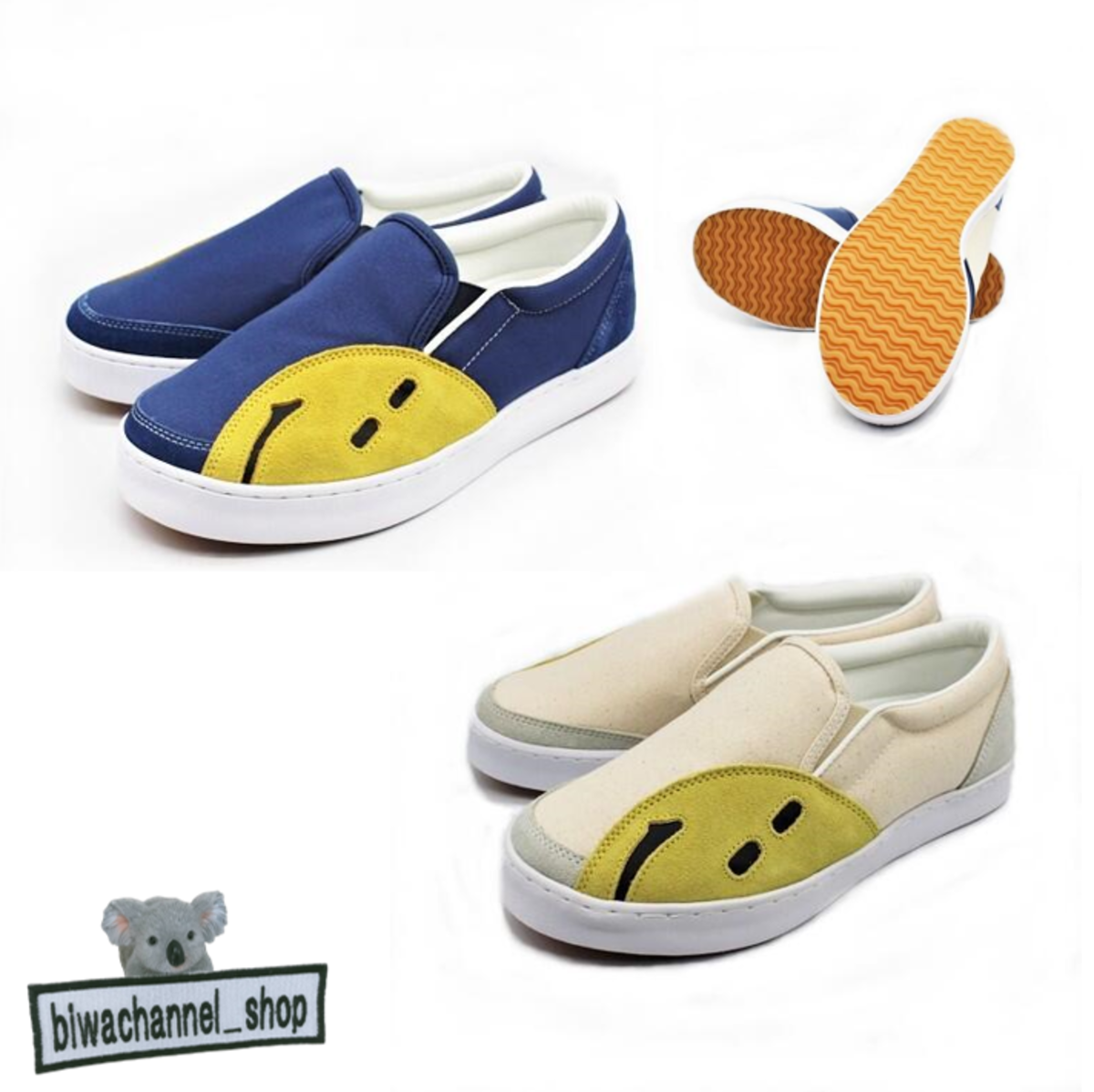 【KAPITAL】RAIN SMILE SLOP-ON SHOES 'ECRU' RAIN SMILE | Slop On Shoes | Ecru x Blue – HANSEN Garments