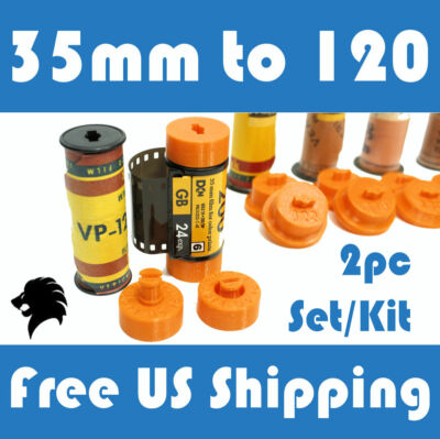35mm to 120/220 Medium Format Folding Box Camera Film Adapter Set-Kit (2pcs)