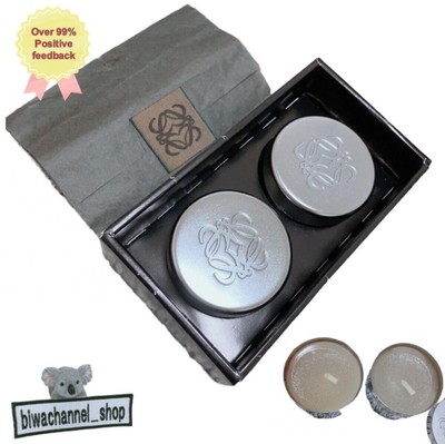 LOEWE Novelty Candle Set of 2 Logo Silver Round Shape Not for Sale Limited