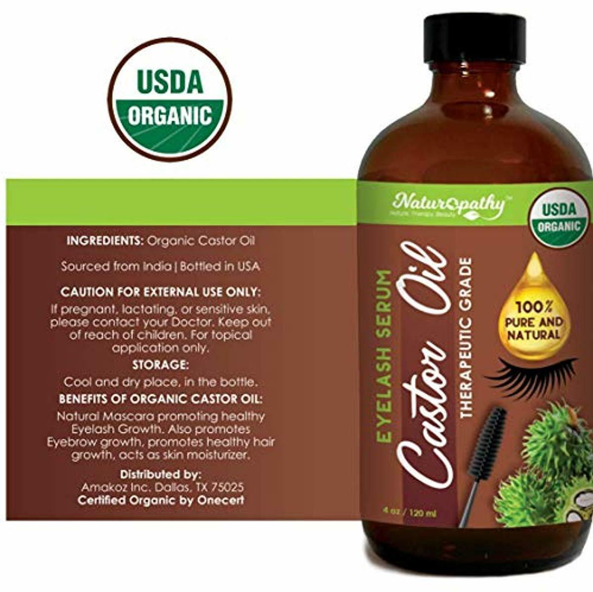 Organic Castor Oil Eyelash Growth Serum Eyebrows Hair Brow