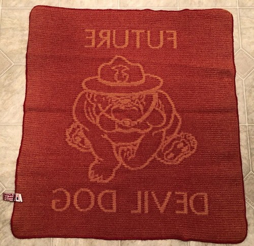 USMC FUTURE DEVIL DOG knitted acrylic throw banner Bulldog 31