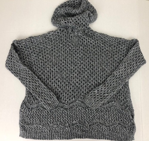 Abercrombie Kids Girls Size M (12) Hooded Open Knit Long Sleeve Sweater Gray