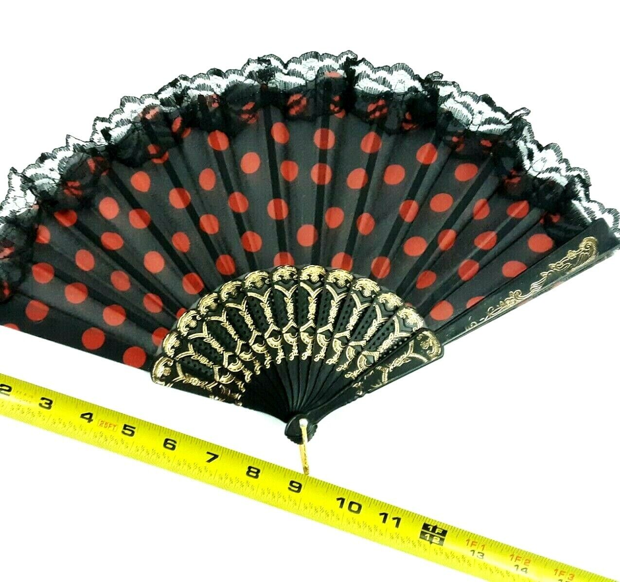  Small Folding Hand Fan Polka Dot Chinese Vintage Fan Red and ...