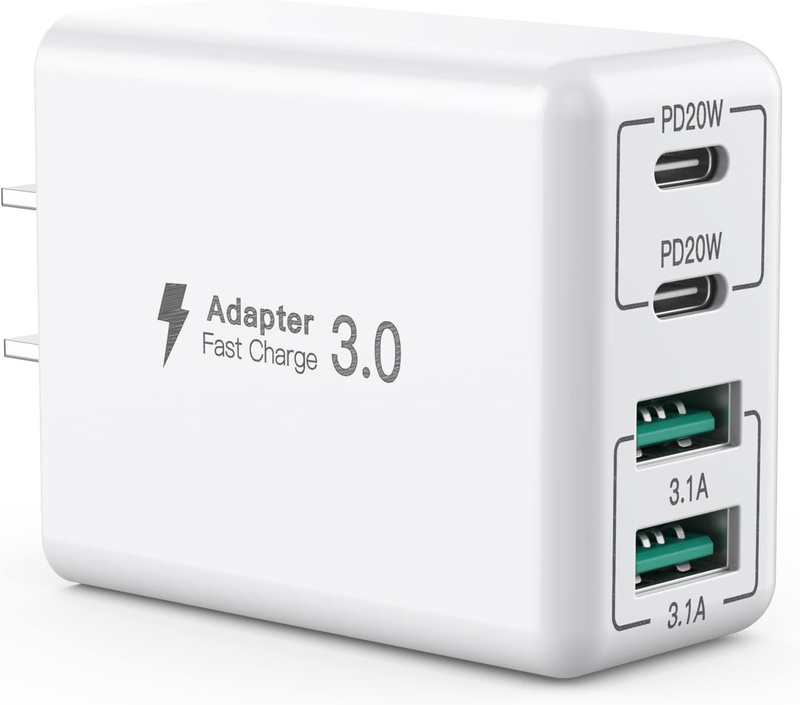 USB C Wall Charger, 40W 4-Port USB C Charger Block, Fast Charging Block Dual Por