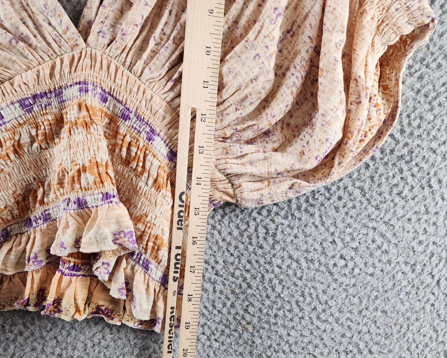 Free People Next Vacation Top Women's XS Ivory Combo Floral V-Neck Tie Closure - Picture 15 of 20