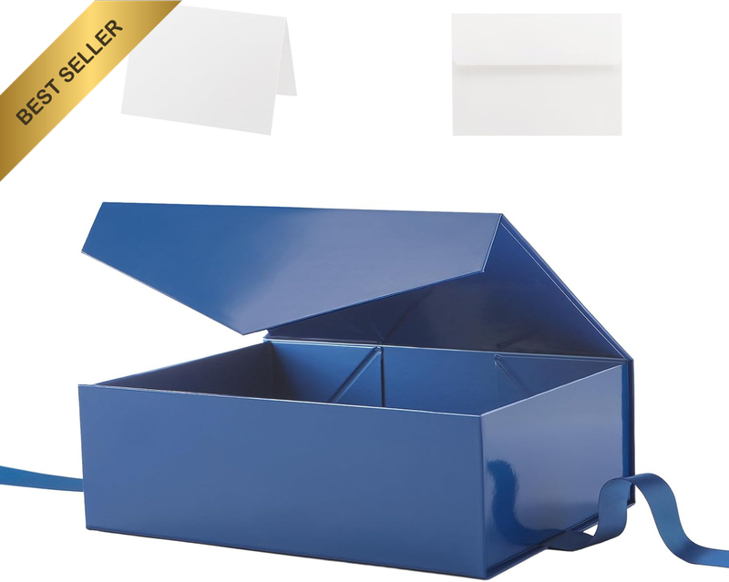 Large Gift Box with Ribbon for Fathers Day 30.48X21.59X10.16 CM, Blue Magnetic G