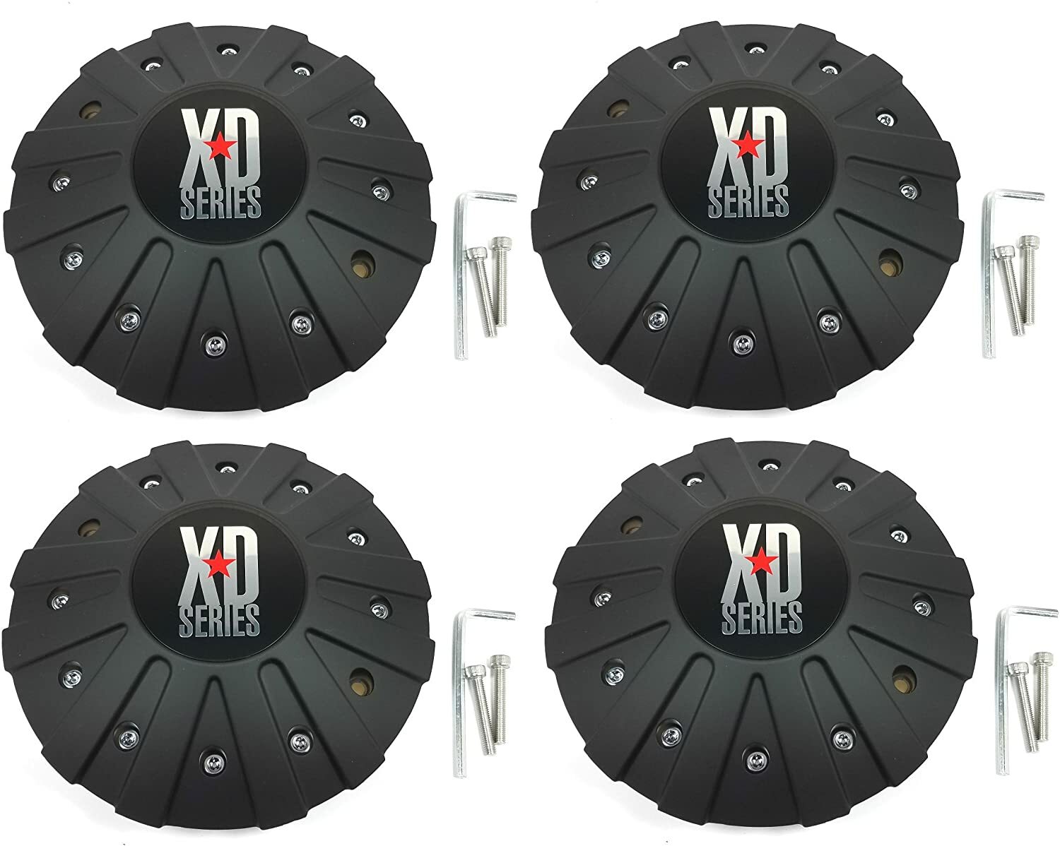 4 PACK - KMC XD Series Wheel Center Cap Matte Black FITS ALL