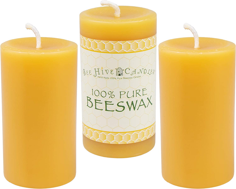 100% Pure Beeswax Pillar Candle (2" X 3" (3-Pack))