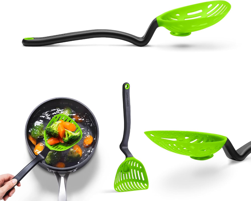 Lestrain Drip-Catching Slotted Spoon - Kermit Green | Flexible, Heat-Resistant S