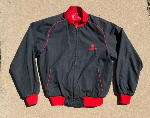 ジャケット・アウター reversible souvenir jacket fullblack&red Vintage Suzuki Reversible Bomber Jacket Black Soft Shell Red