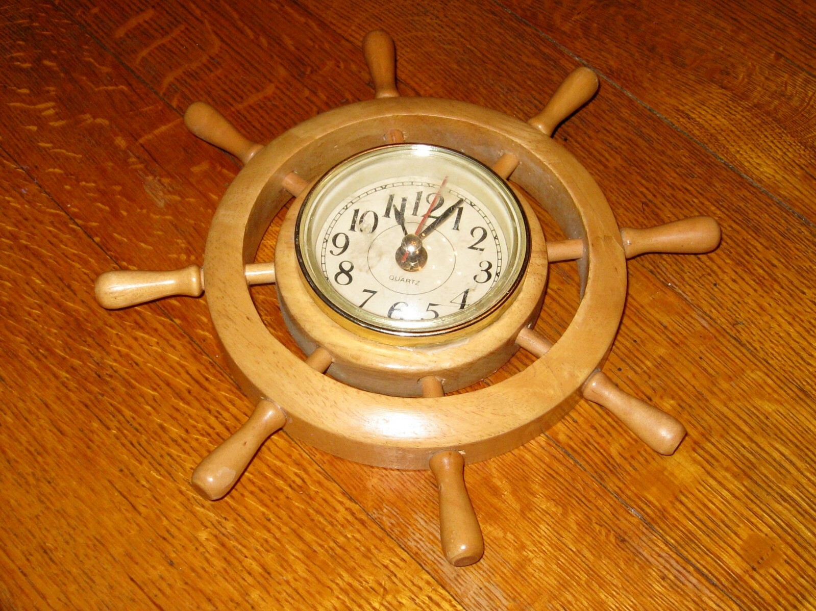 Vintage Old Ship Wheel Clock Oak