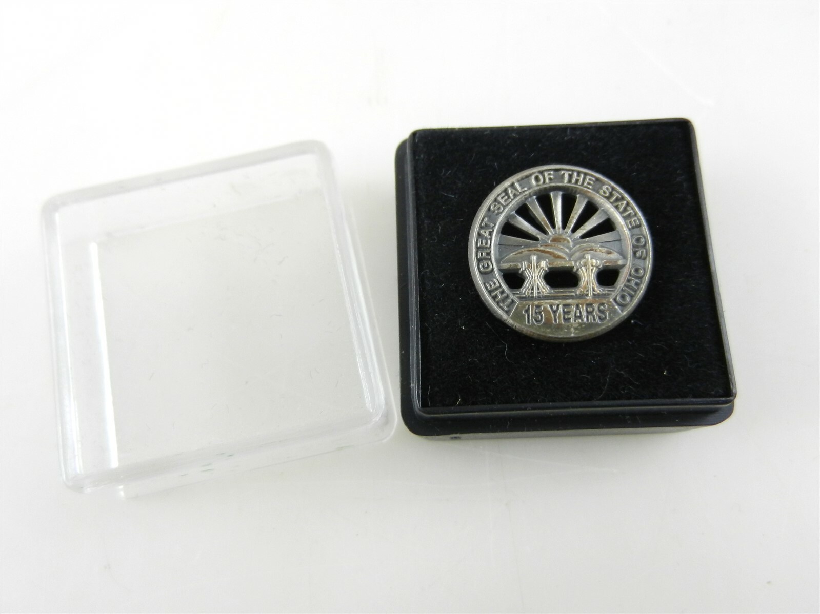 Sterling Silver Lapel Pin Great Seal of Ohio 15 Year Service