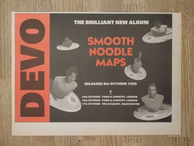 DEVO - Smooth Noodle Maps - 1990 - Music magazine advert 11 X 7 wall art 