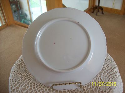 Rose Blossom Floral Spray Gilt Gold Trim Porcelain Decorative Vintage Plate