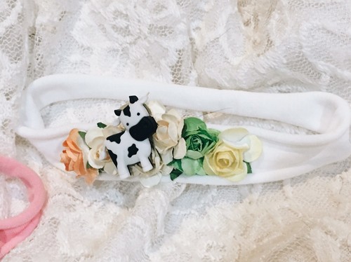 Baby Farm Horse & Cow Floral Boho Nylon Headband Set