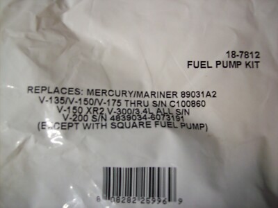 Mercury Sierra Fuel Pump Kit 18-7812 89031A2 Outboard Motor