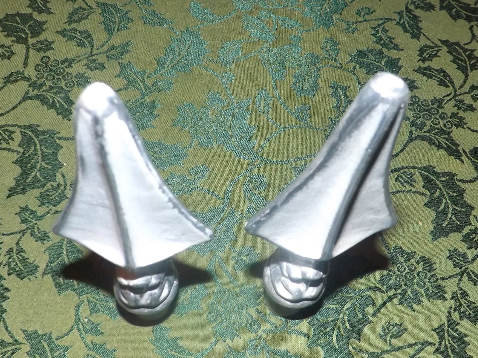 VINTAGE 1950'S SOLID CAST ALUMINUM ARCHITECTUAL SPEARHEADS PAIR OF TWO
