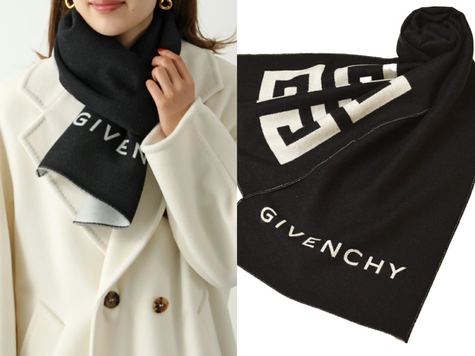 GIVENCHY GIVENCHY UNISEX WOOL SILK 4G LOGO SCARF MUFFLERS STOLE SHAWL 35 X 180 CM