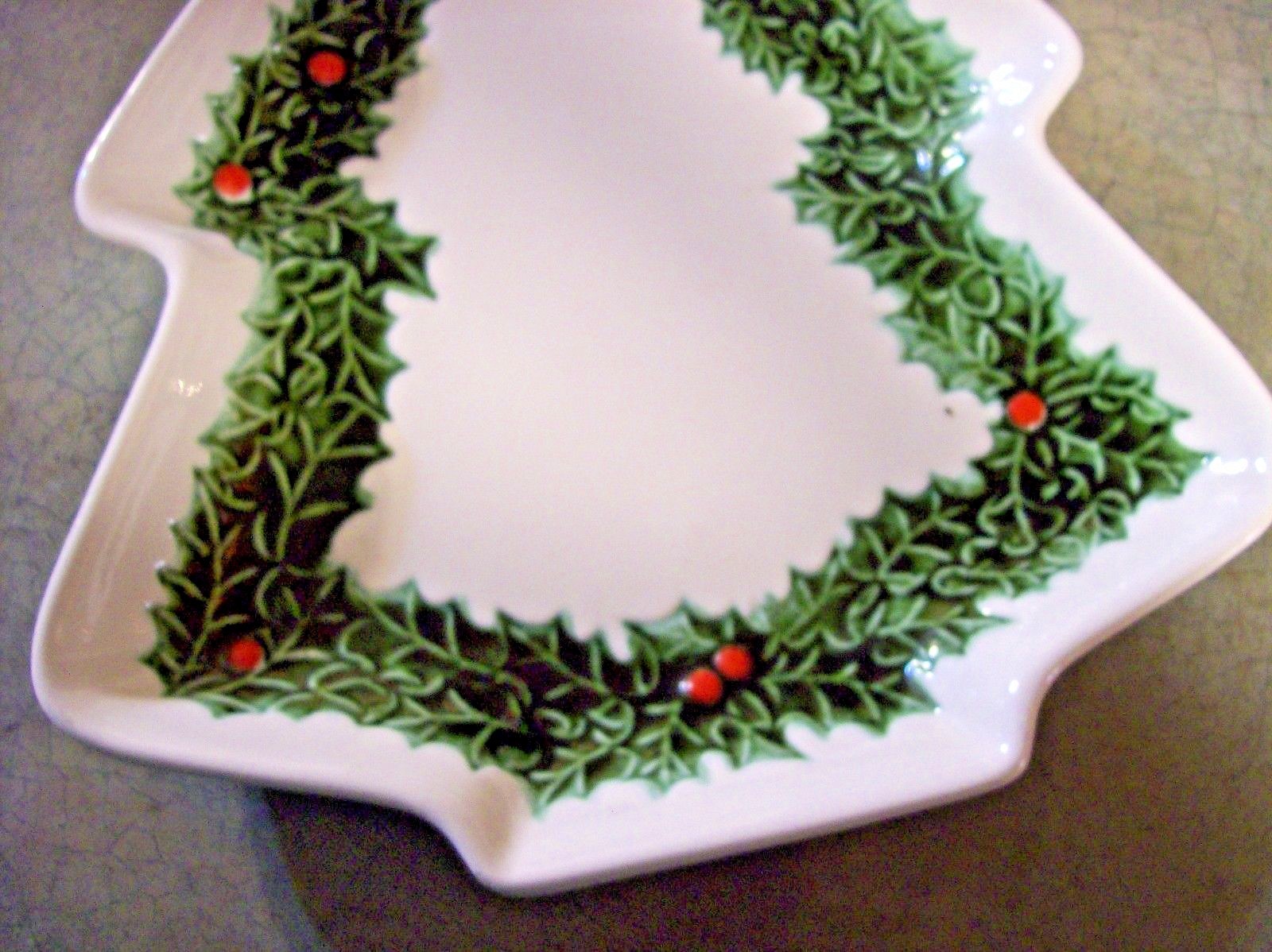 LEFTON WHITE HOLLY BERRY TREE TRAY VINTAGE