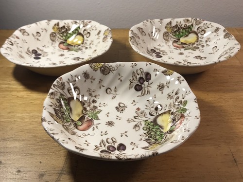 Lot of 3 Vintage Johnson Brothers AUTUMNS DELIGHT Square Soup~Salad~Cereal Bowls