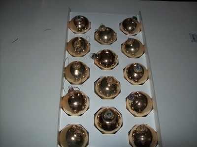 14 GOLD GLASS VINTAGE ORNAMENTS BY HOLIDAY TIME