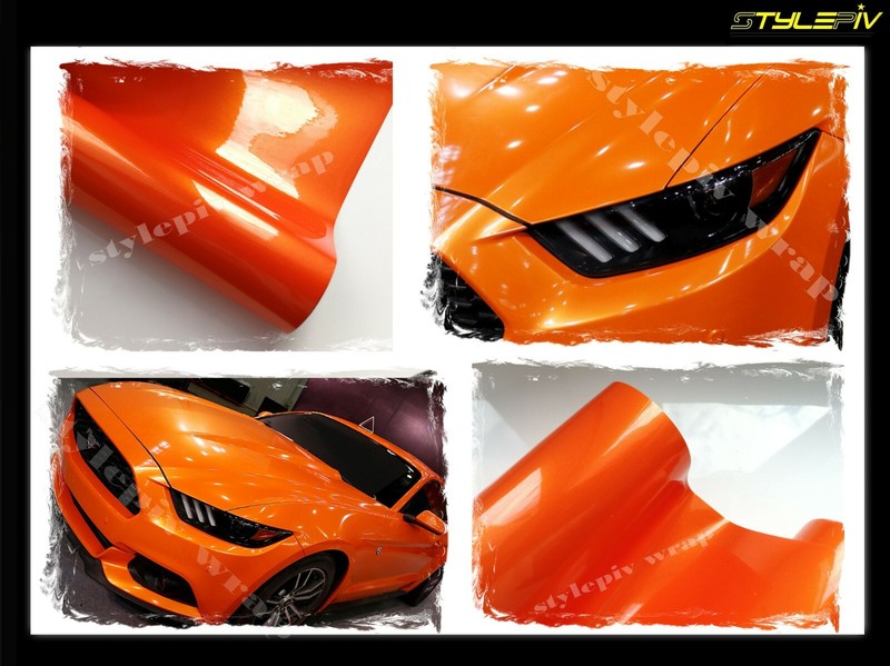 Film Vinyle Covering Orange Brillant Pearl 152x100cm Thermoformable AdhÃ©Sif