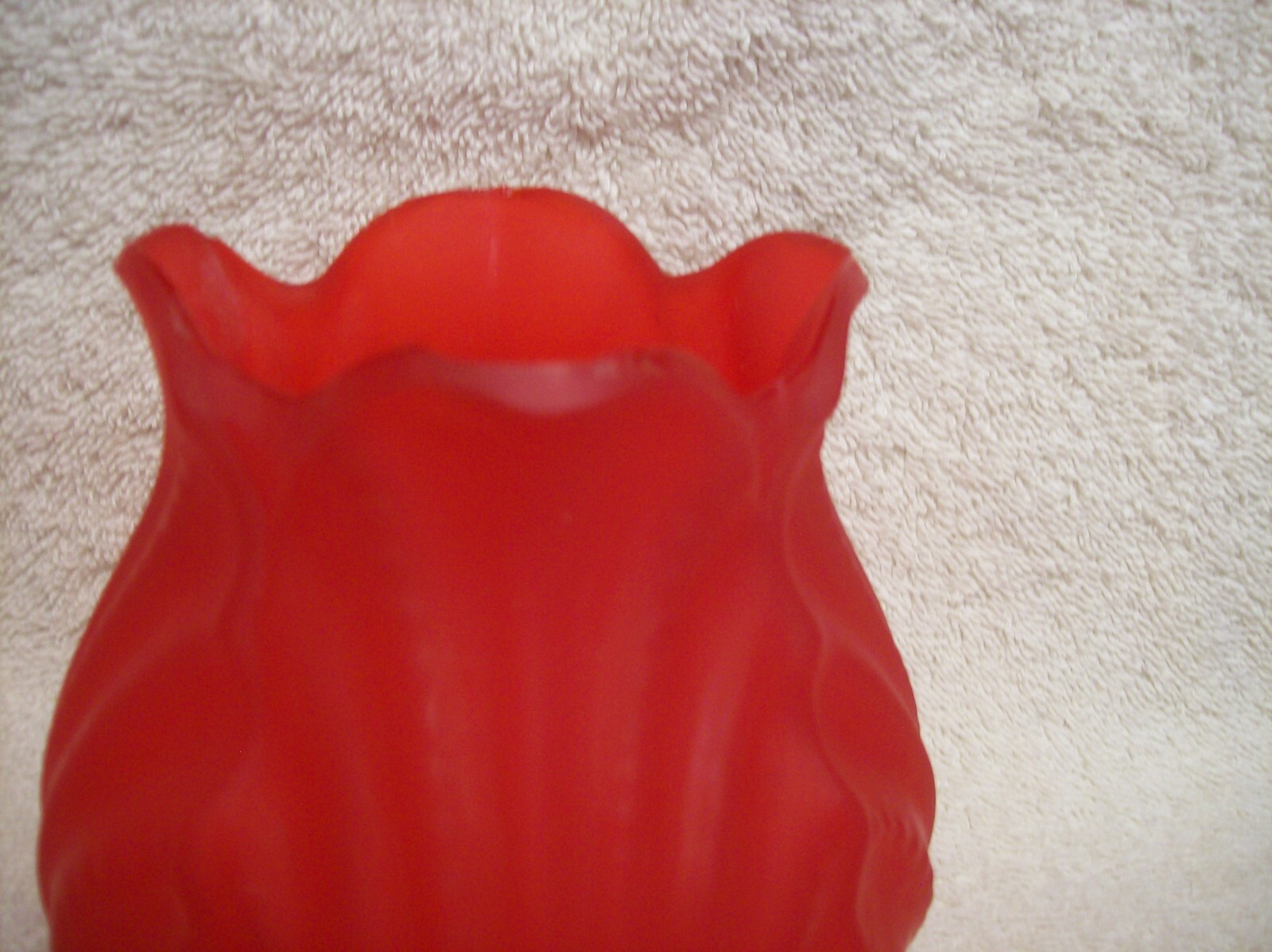 Antique Red Satin Glass Miniature Oil Lamp & Shade Tulip Flower