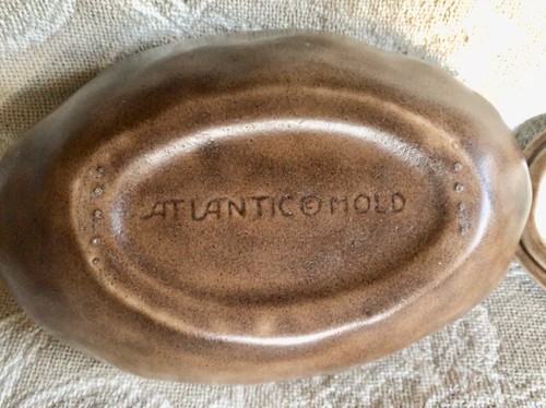 Vtg Atlantic Mold Brown Ceramic Baked Potato Shaped Covered Serving Dish Bowl